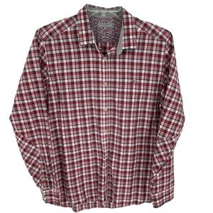 Ted Baker Burgundy/Gray Plaid Check Button Up Business Casual Shirt  Size 5/ XL